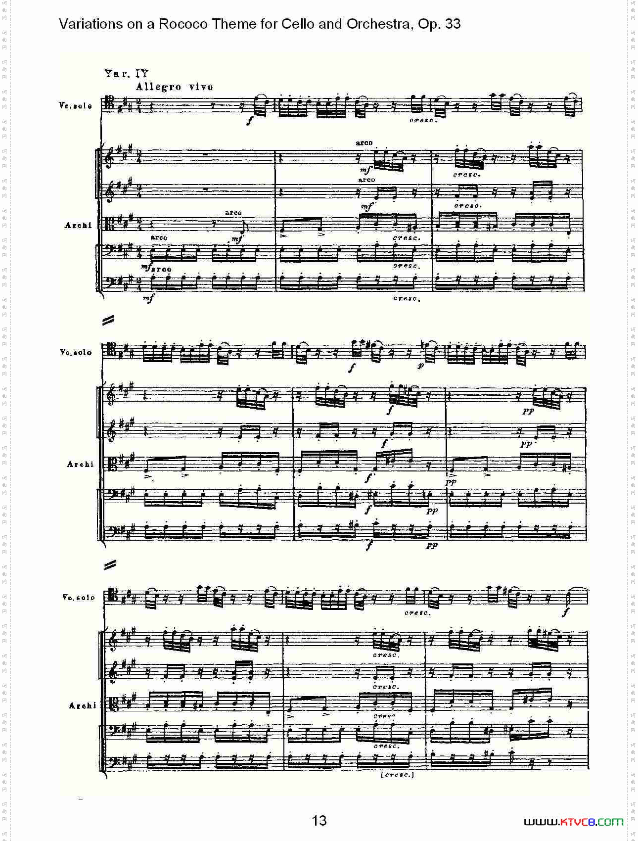 大提琴与管弦乐洛可可主题a小调变奏曲,Op.33一
