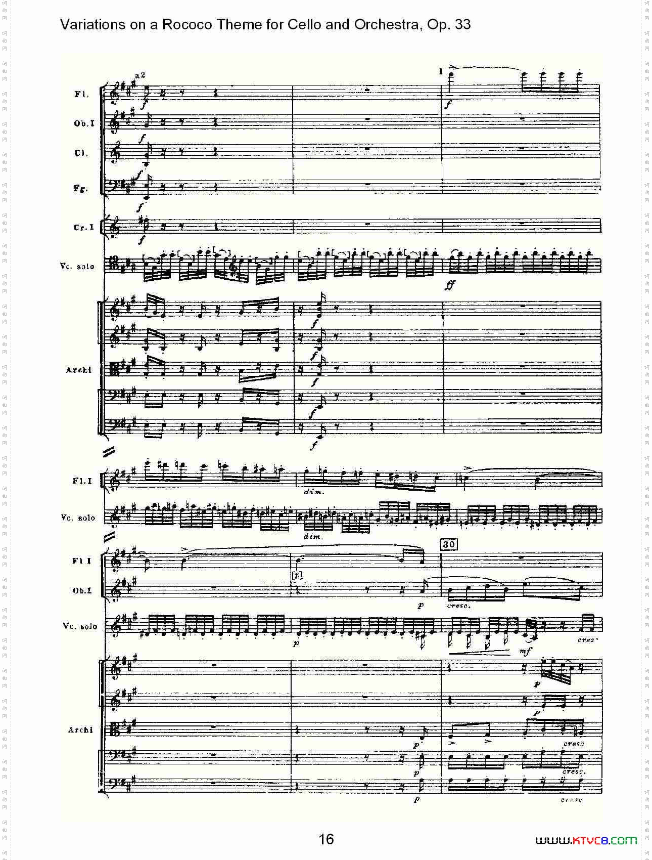 大提琴与管弦乐洛可可主题a小调变奏曲,Op.33一