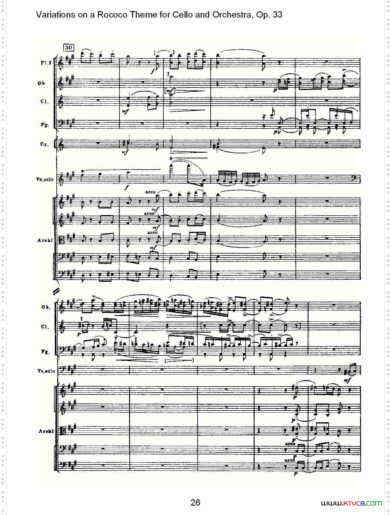 大提琴与管弦乐洛可可主题a小调变奏曲,Op.33一