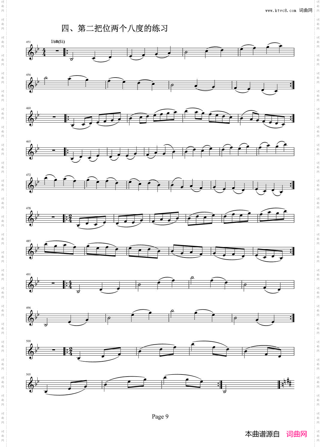赵维俭小提琴音阶教程单音练习之4第二把位两个八度的练习