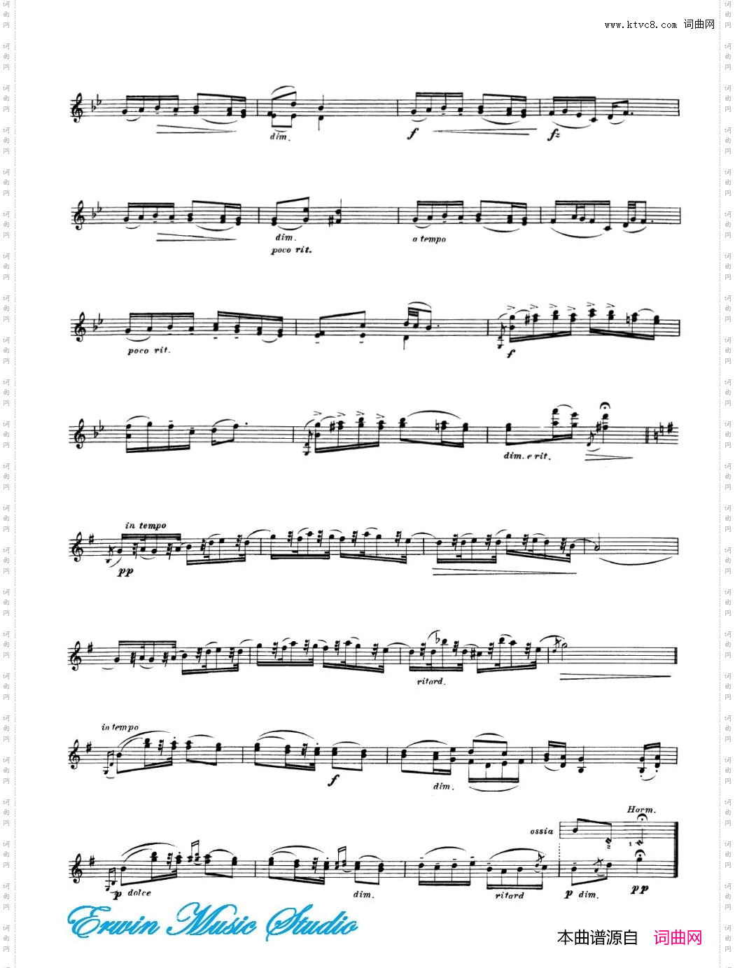 德沃夏克《幽默曲》作品·101,第7首小提琴分谱