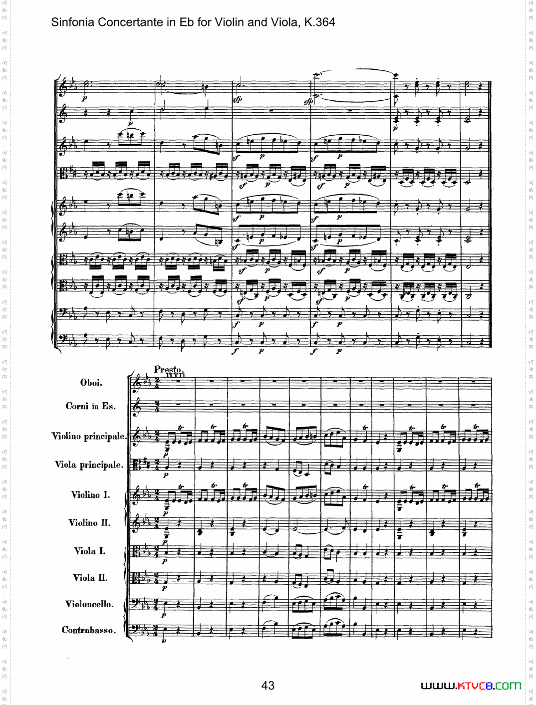 降E大调交响协奏曲《SinfoniaConcertanteinEb》fo-rViolina-ndViolaK·364_降E大调交响协奏曲《Sinfonia Concertante in Eb》fo-r Violin a-nd Viola K·364