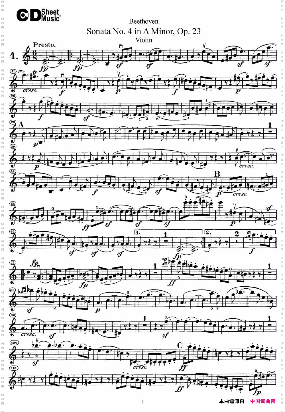 ViolinSonataNo·4inAMino-rOp·23