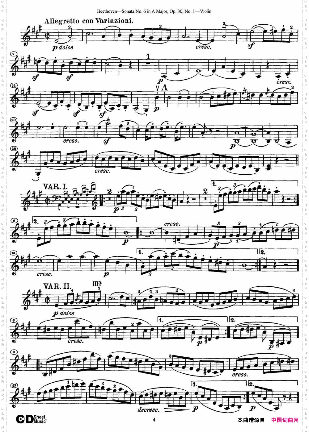 ViolinSonataNo·6inAMajo-rOp·30No·1