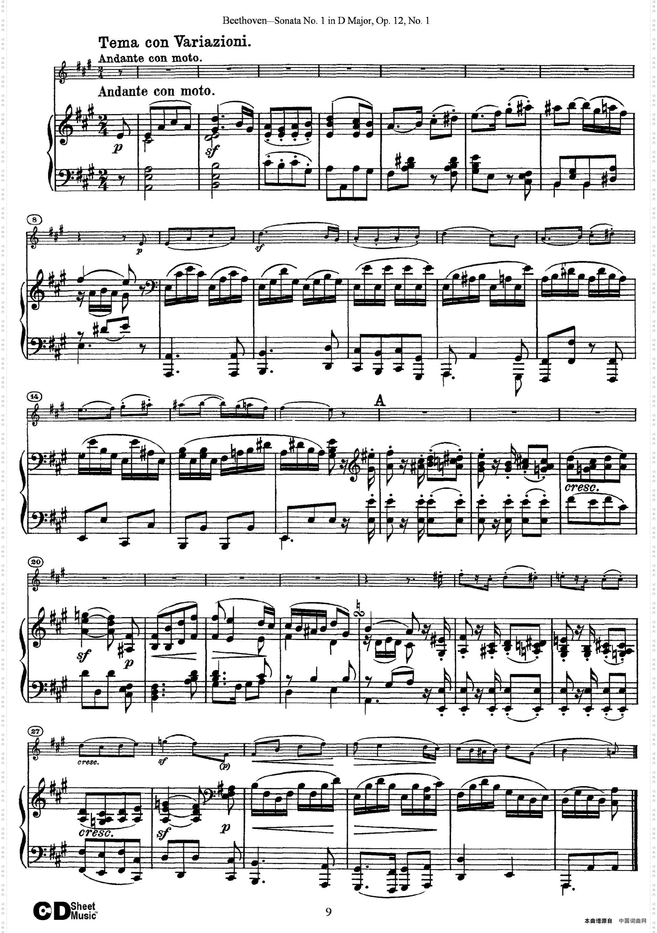 ViolinSonataNo·1inDMajo-rOp·12No·1小提琴+钢琴伴奏_Violin Sonata No·1 in D Majo-r Op·12 No·1小提琴+钢琴伴奏