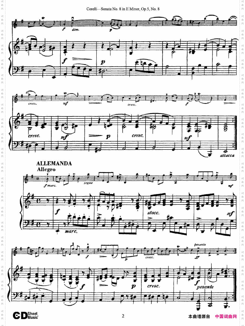 SonataNo·8inEMinorOp·5No·8小提琴+钢琴伴奏_Sonata No·8 in E Minor Op·5 No·8小提琴+钢琴伴奏