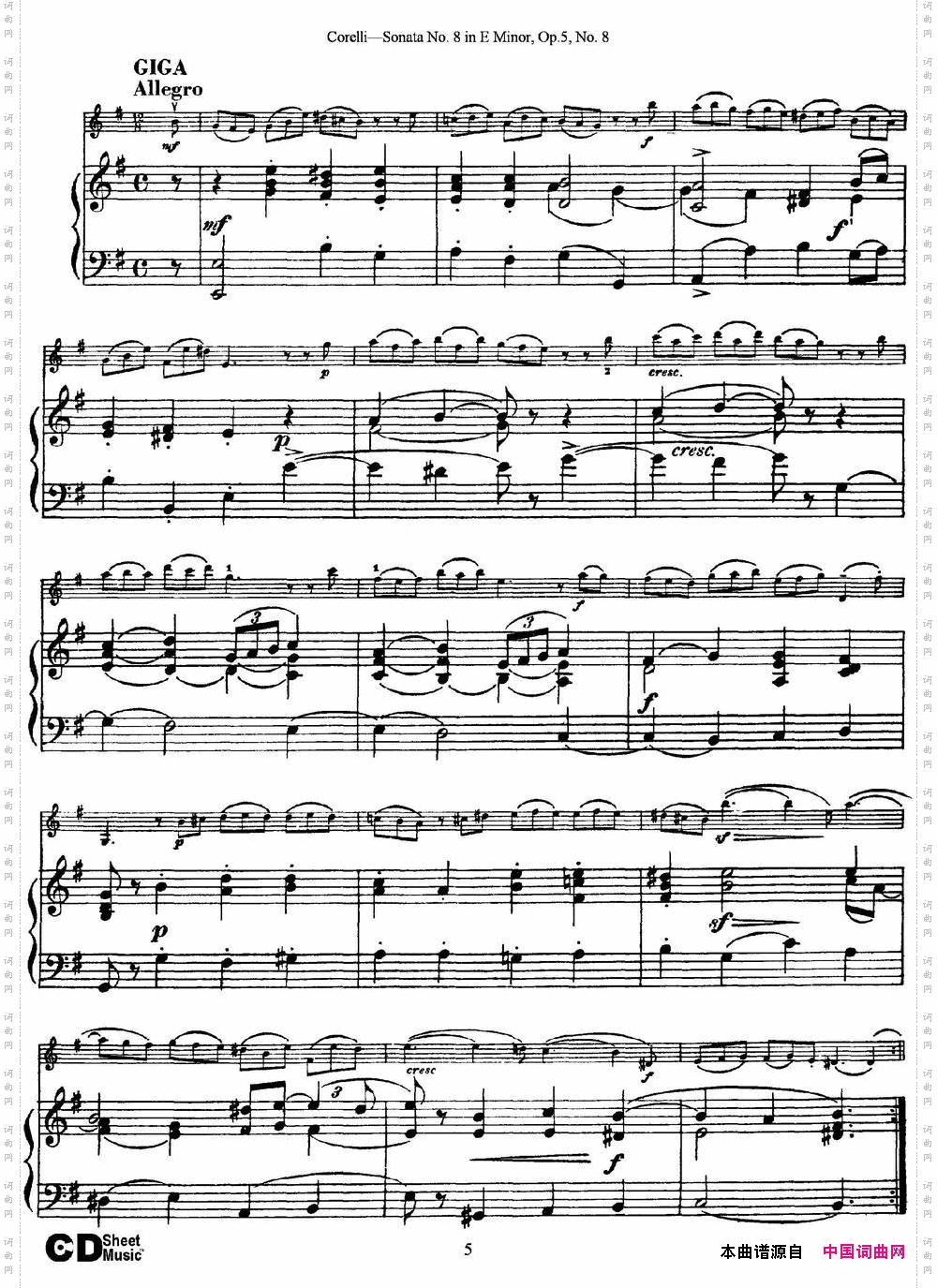 SonataNo·8inEMinorOp·5No·8小提琴+钢琴伴奏_Sonata No·8 in E Minor Op·5 No·8小提琴+钢琴伴奏