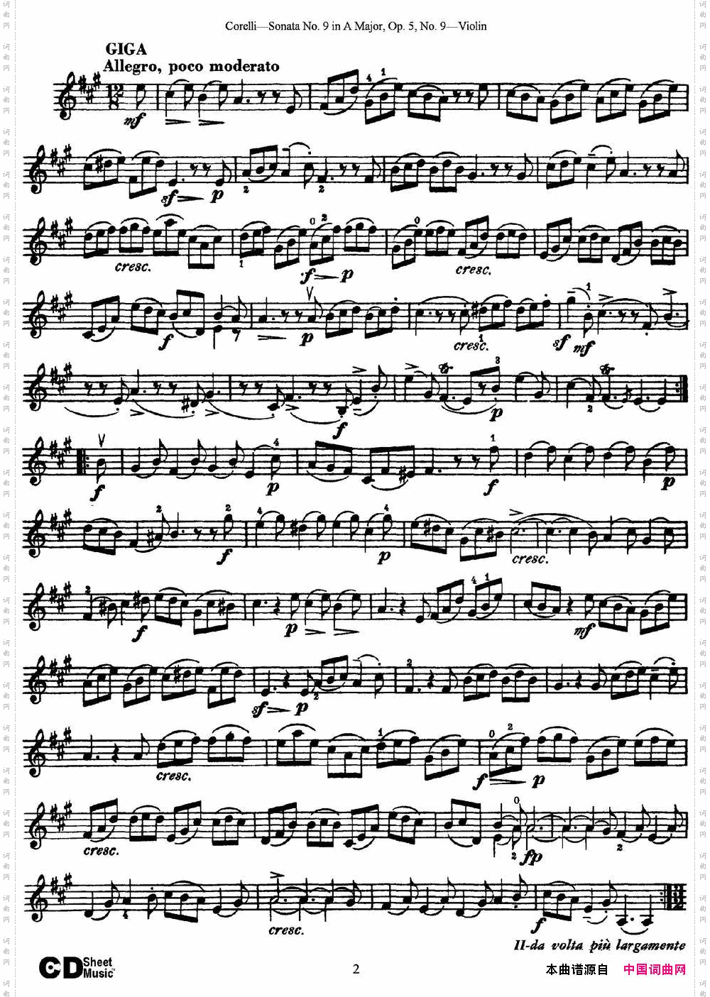 SonataNo·9inAMajorOp·5No·9