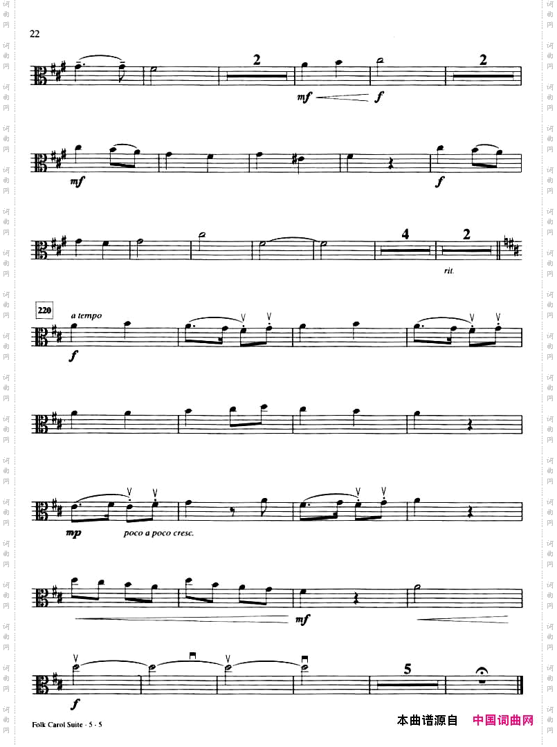 IV·ODUFROHLICHE／ECHOCAROL中提琴分谱_IV·O DU FROHLICHE／ECHO CAROL中提琴分谱
