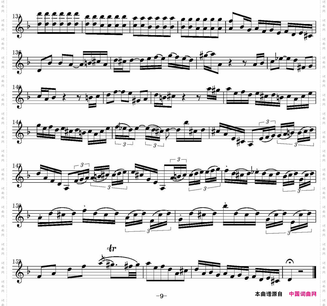 ConcertoinDminSoloViolin1分谱_Concerto in D minSolo Violin 1分谱