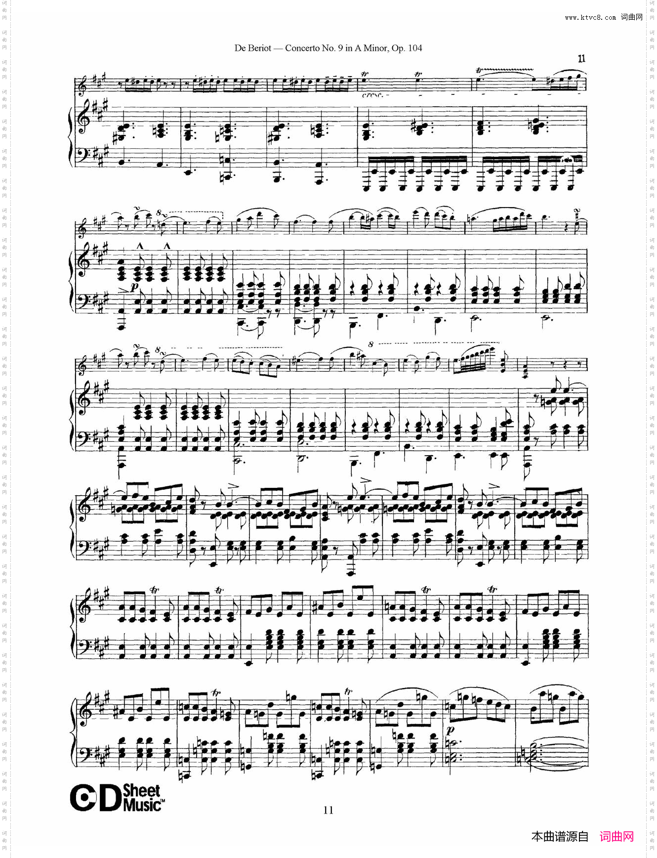 Beriot《ConcertoNo·9inAMinor》Op·104贝里奥《A小调第九小提琴协奏曲》Op·104