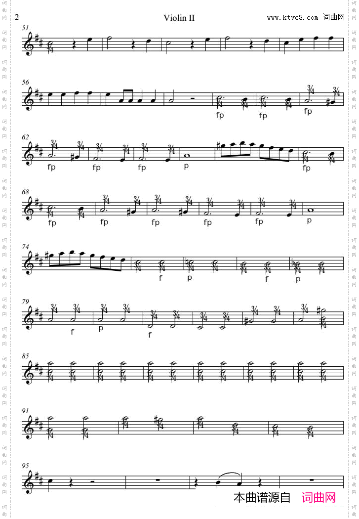 OverturefromtheMarriageofFigaro费加罗的婚礼_Violin Ⅱ分谱