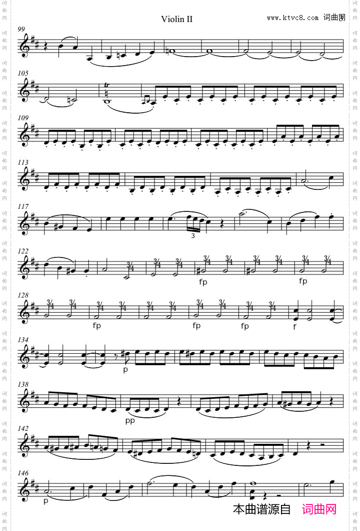 OverturefromtheMarriageofFigaro费加罗的婚礼_Violin Ⅱ分谱