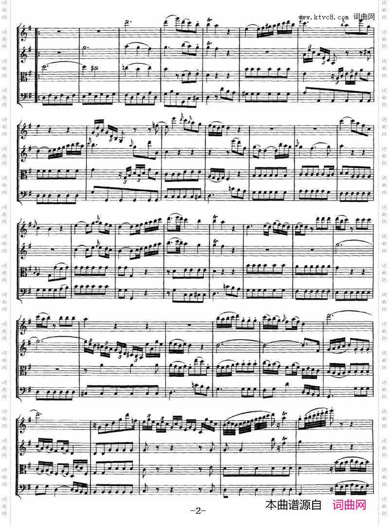 Mozart《QuartetNo·1inGMajor,K·80》_总谱