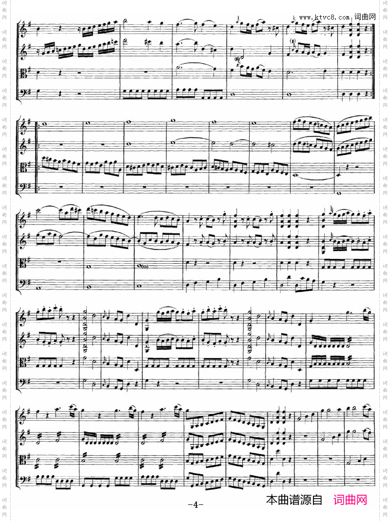 Mozart《QuartetNo·1inGMajor,K·80》_总谱