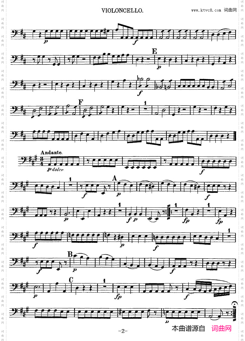 Mozart《QuartetNo·2inDMajor,K·155》_Cello分谱
