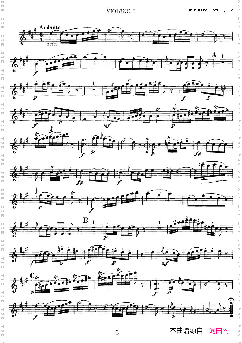 Mozart《QuartetNo·2inDMajor,K·155》_Violin 1分谱