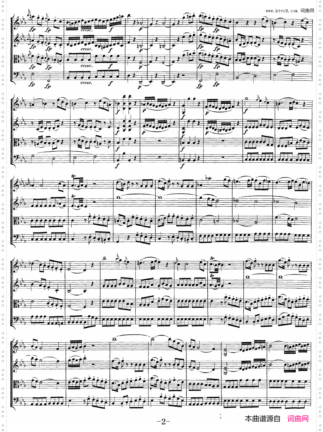 Mozart《Quartet No·7 in Eb Major,K·160》_总谱