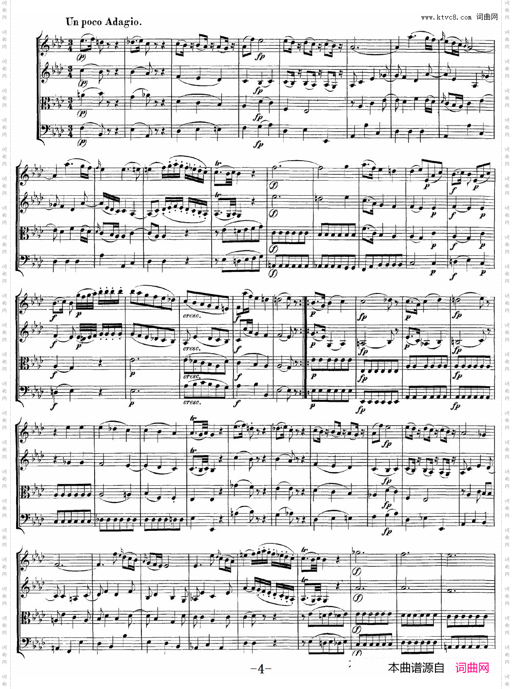 Mozart《Quartet No·7 in Eb Major,K·160》_总谱
