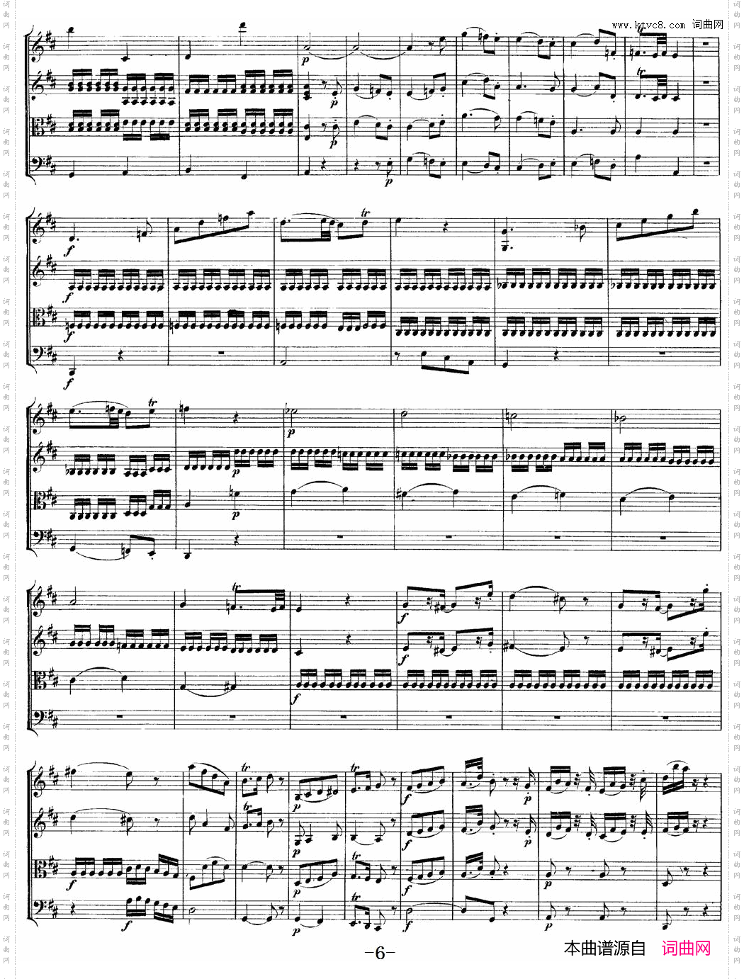 Mozart《Quartet No·9 in A Major,K·169》_总谱