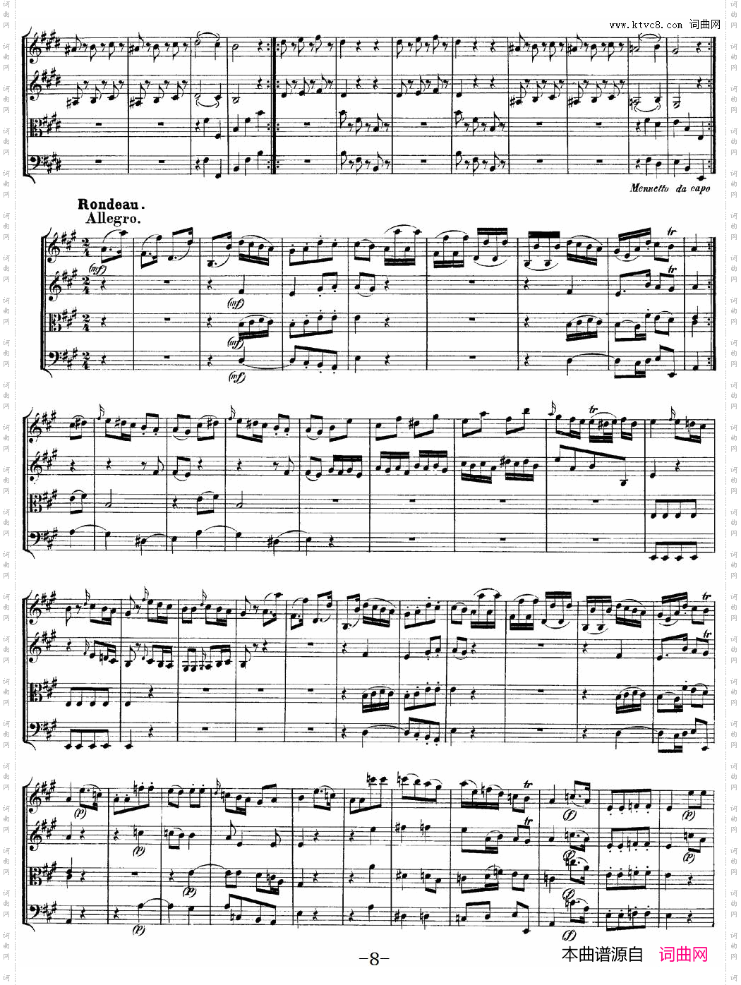 Mozart《Quartet No·9 in A Major,K·169》_总谱