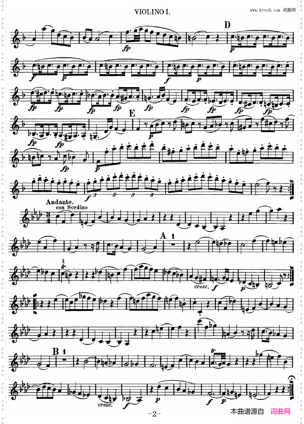 Mozart《Quartet No·8 in F Major,K·168》_Violin 1分谱