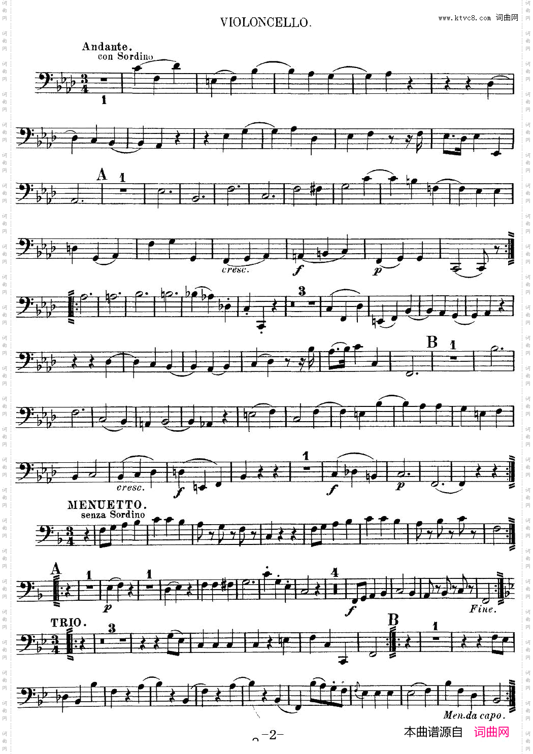Mozart《Quartet No·8 in F Major,K·168》_Cello分谱
