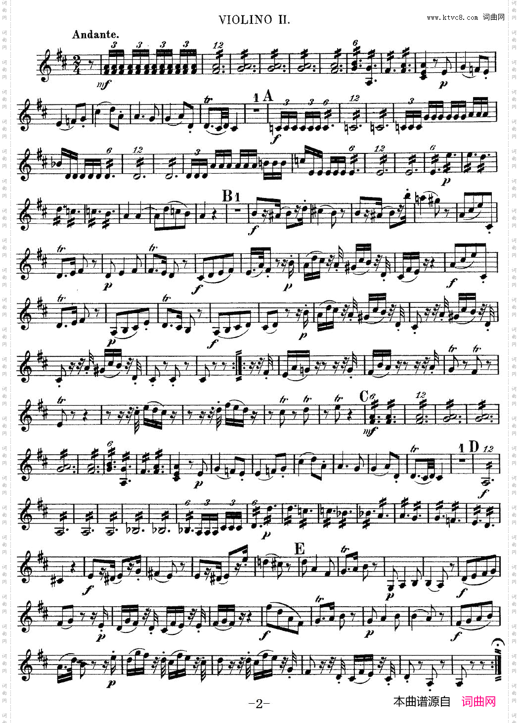 Mozart《Quartet No·9 in A Major,K·169》_Violin 2分谱