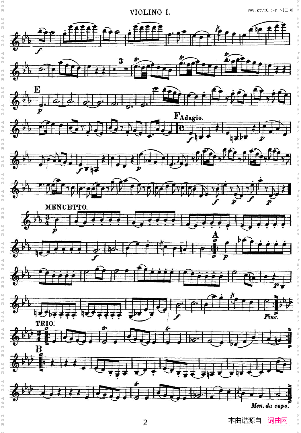 Mozart《QuartetNo·11inEbMajor,K·171》_Violin 1分谱