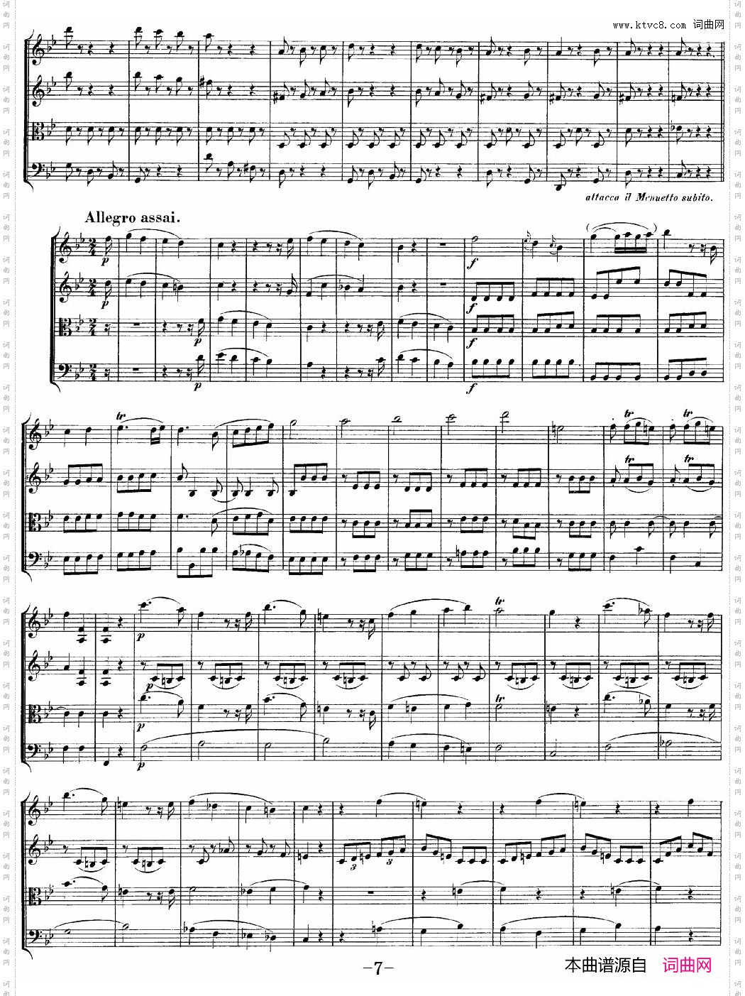 Mozart《QuartetNo·12inBbMajor,K·172》_总谱