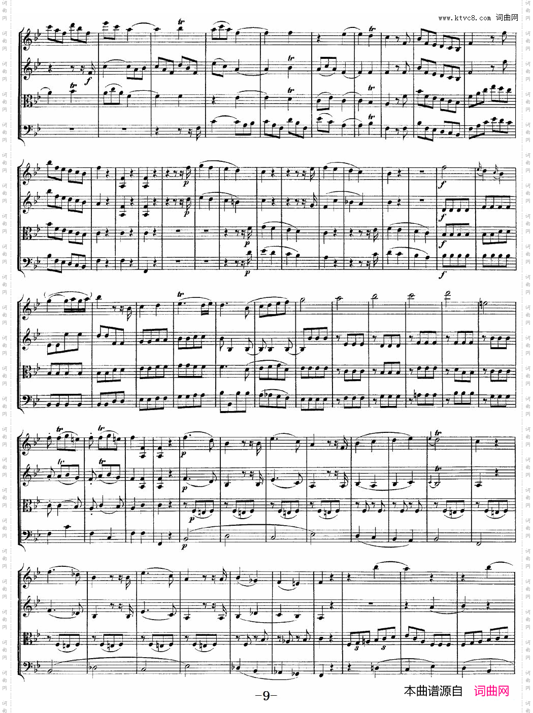 Mozart《QuartetNo·12inBbMajor,K·172》_总谱
