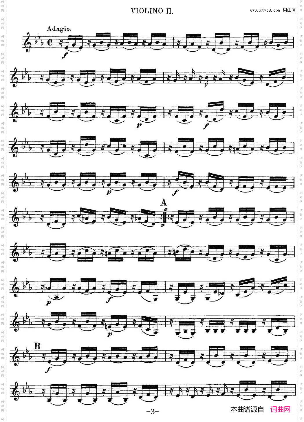 Mozart《QuartetNo·12inBbMajor,K·172》_Violin 2分谱