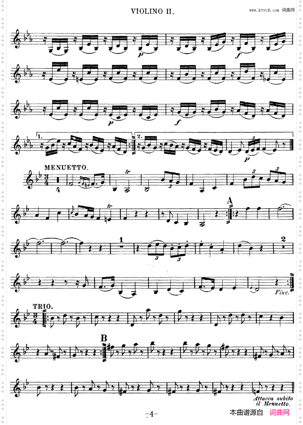 Mozart《QuartetNo·12inBbMajor,K·172》_Violin 2分谱