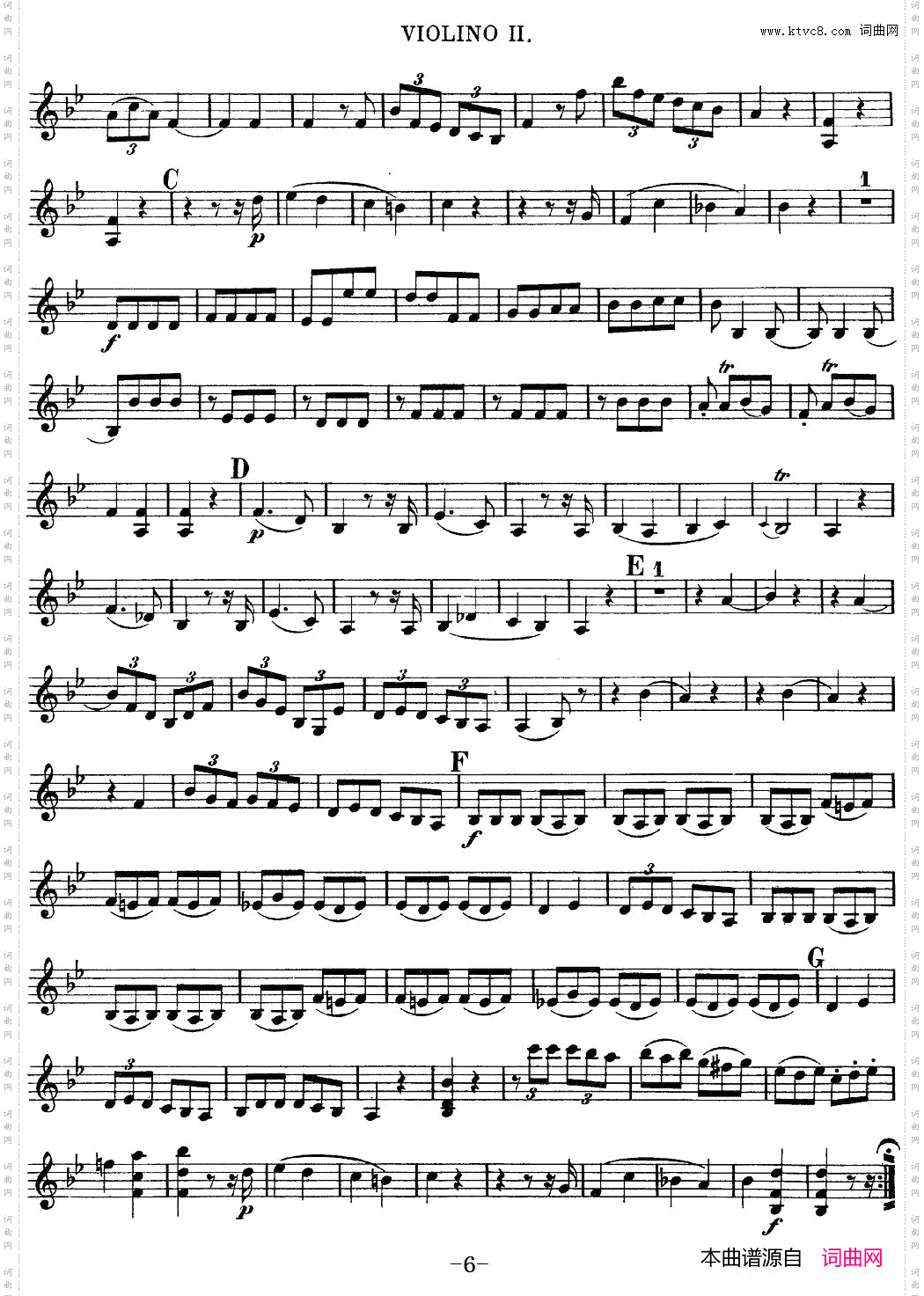 Mozart《QuartetNo·12inBbMajor,K·172》_Violin 2分谱
