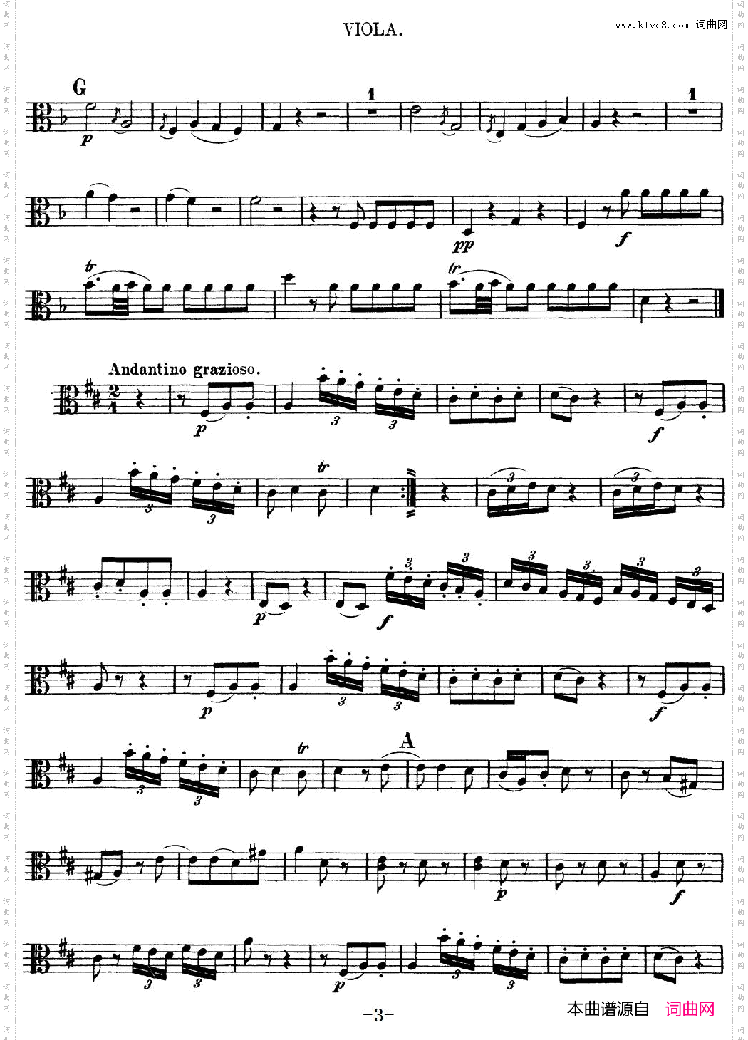 Mozart《QuartetNo·13inDMinor,K·173》_Viola分谱