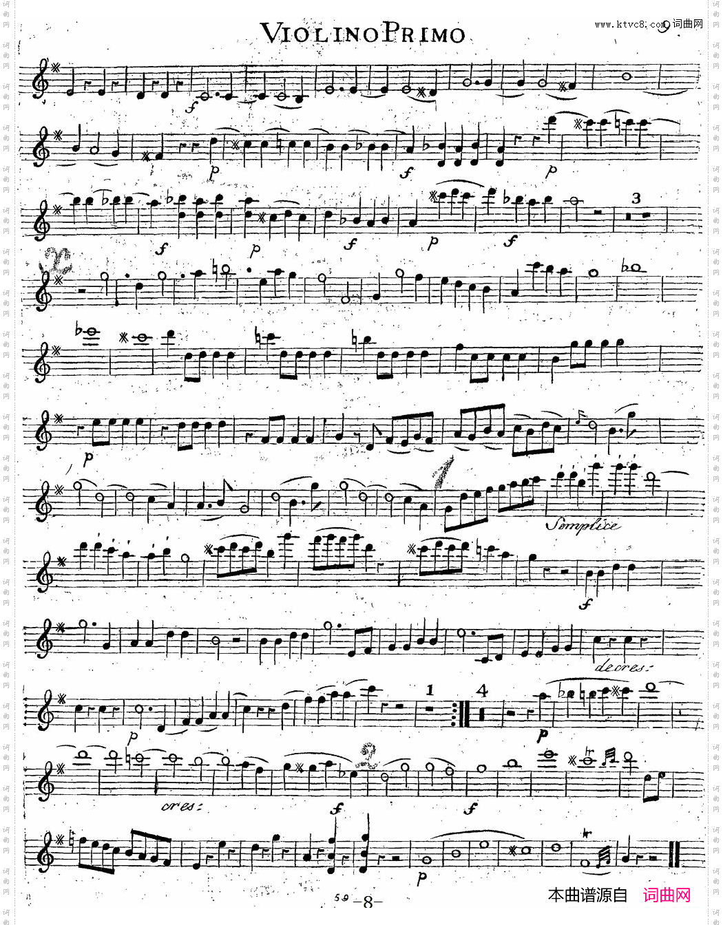 Mozart《QuartetNo·14inGMajor,K·387》_Violin 1分谱