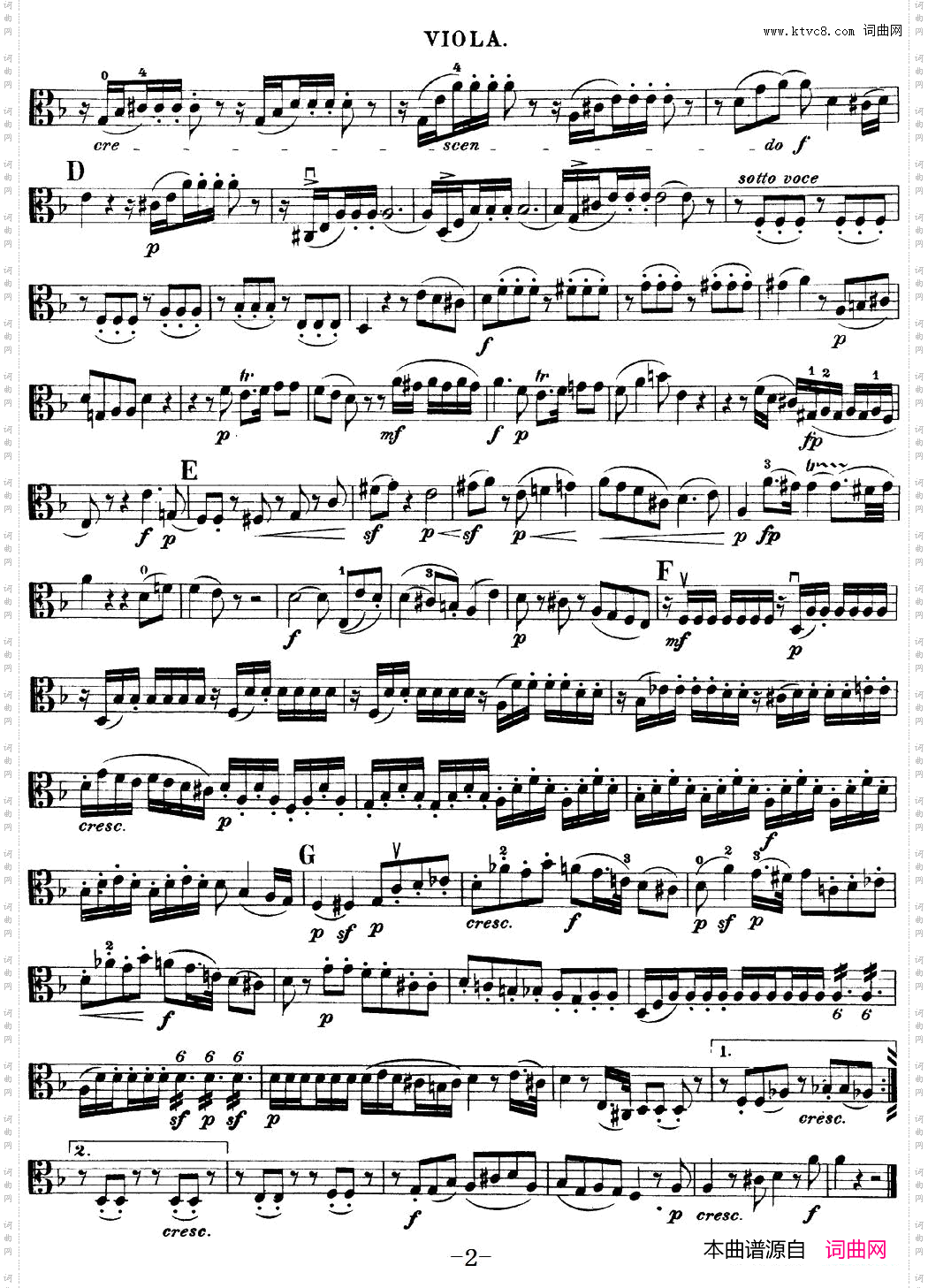 Mozart《Quartet No·15 in D Minor,K·421》_Viola分谱