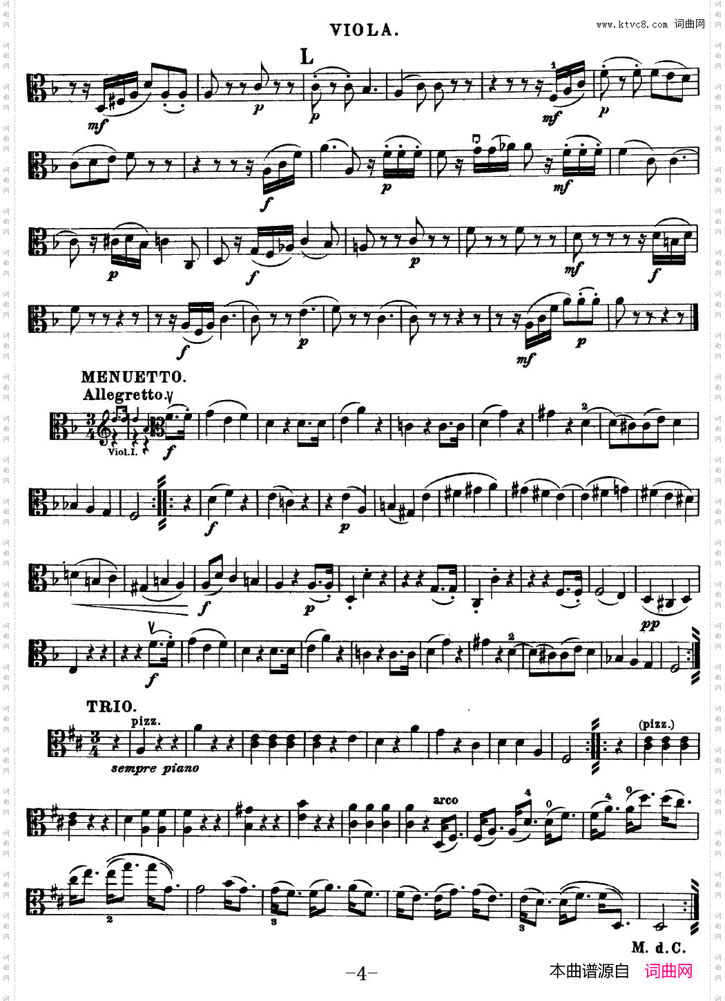 Mozart《Quartet No·15 in D Minor,K·421》_Viola分谱
