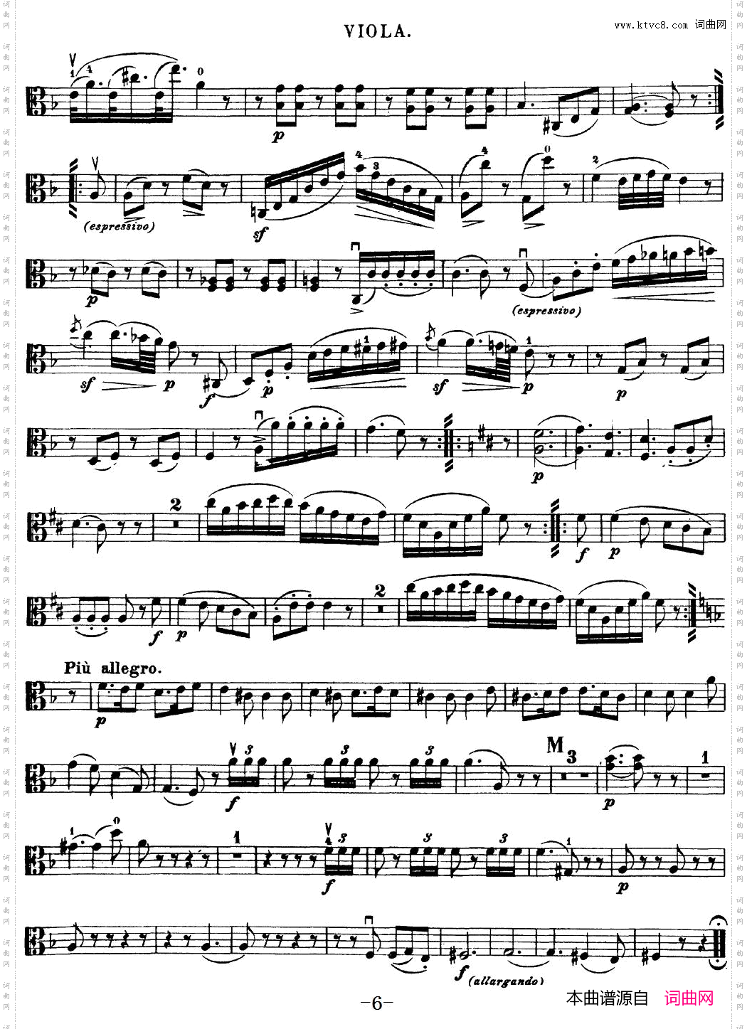 Mozart《Quartet No·15 in D Minor,K·421》_Viola分谱