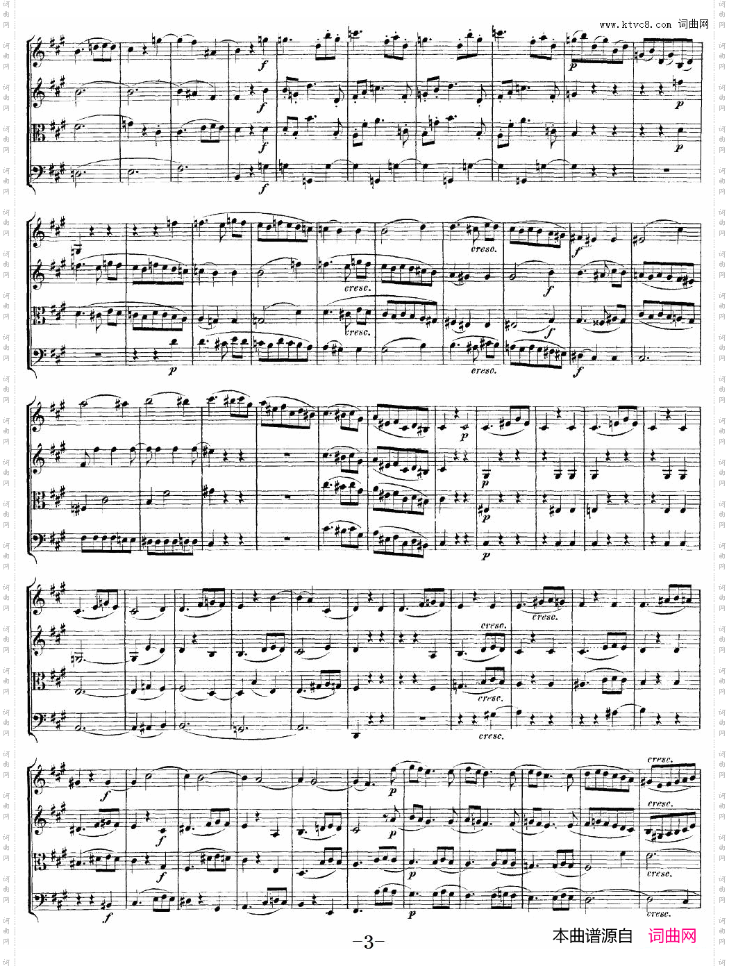 Mozart《QuartetNo·18inAMajor,K·464》_总谱