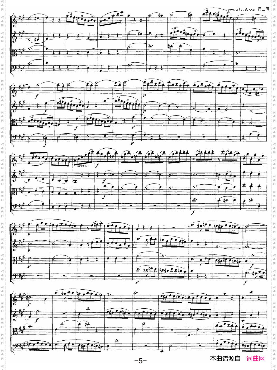 Mozart《QuartetNo·18inAMajor,K·464》_总谱