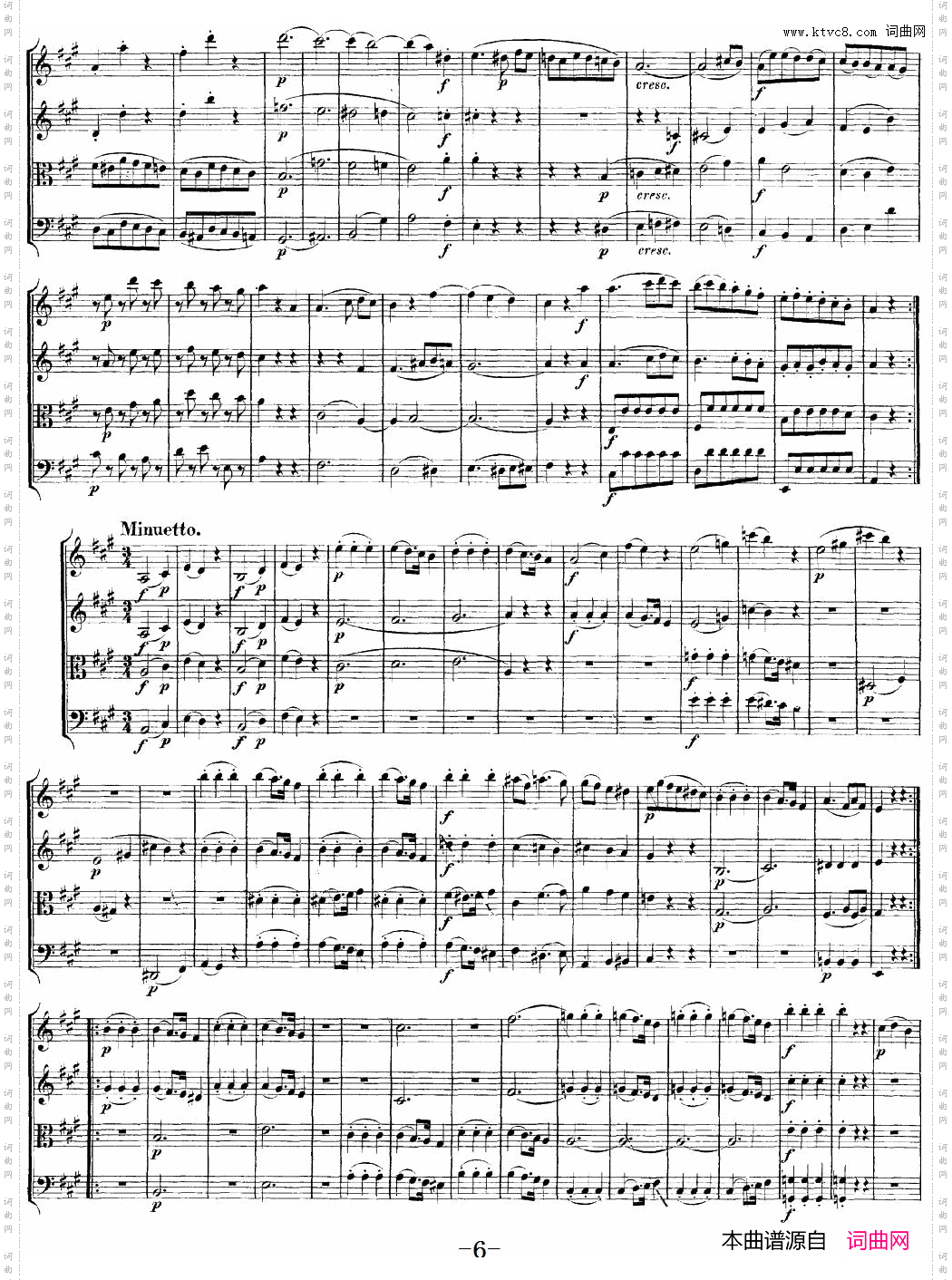 Mozart《QuartetNo·18inAMajor,K·464》_总谱