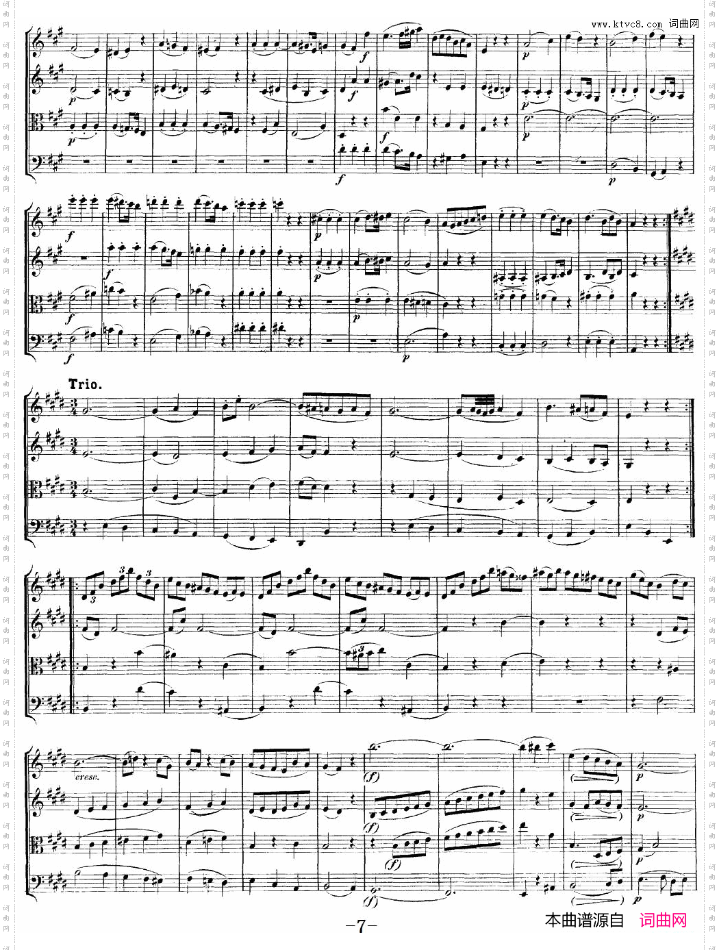 Mozart《QuartetNo·18inAMajor,K·464》_总谱