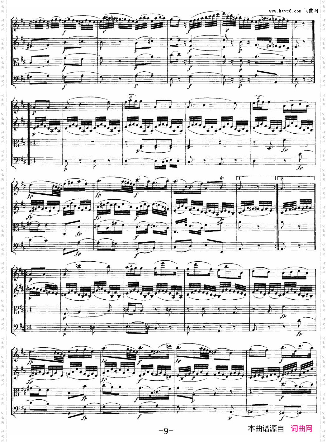 Mozart《QuartetNo·18inAMajor,K·464》_总谱