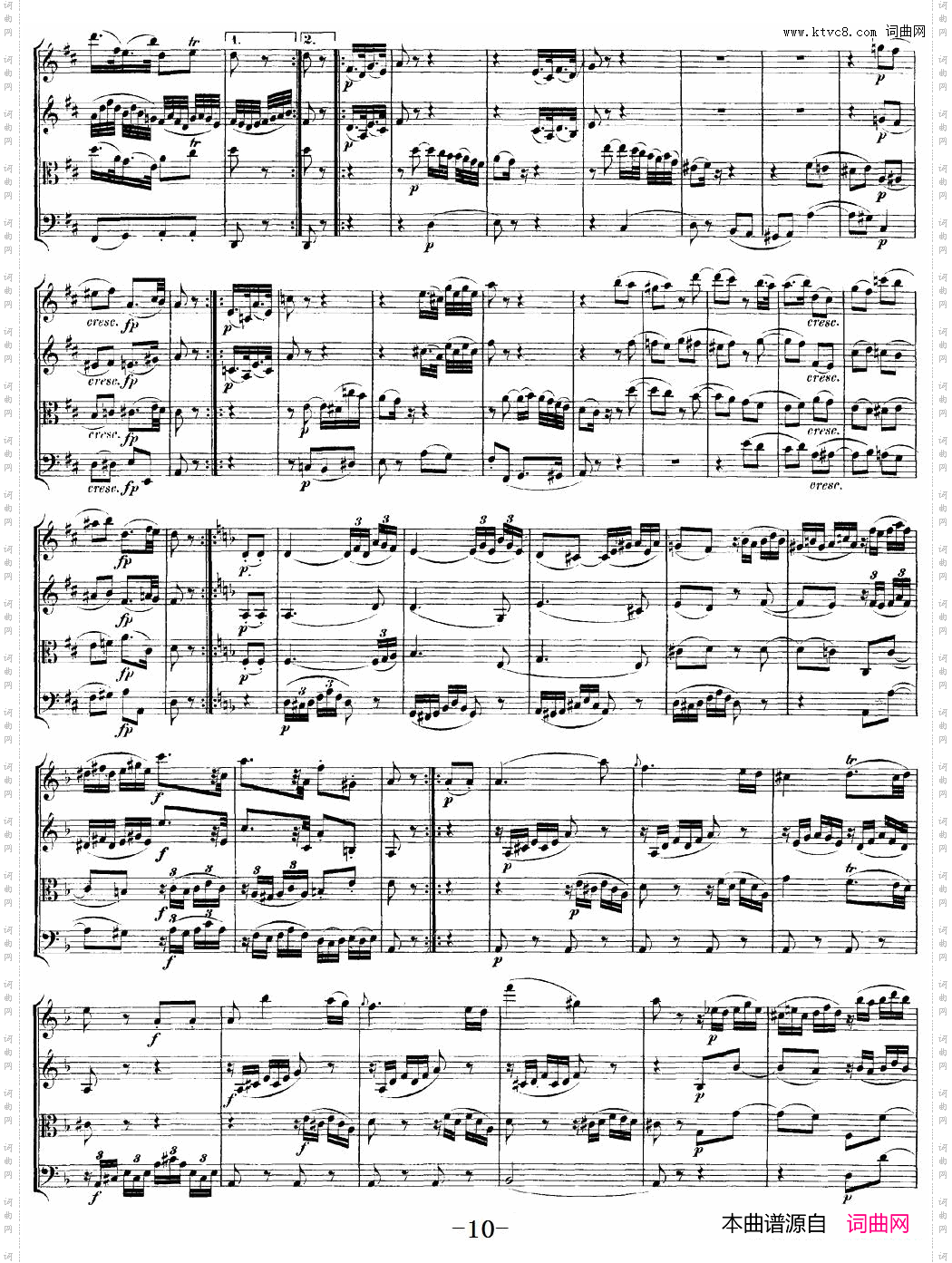 Mozart《QuartetNo·18inAMajor,K·464》_总谱