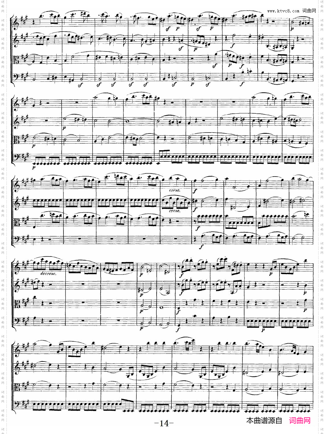 Mozart《QuartetNo·18inAMajor,K·464》_总谱