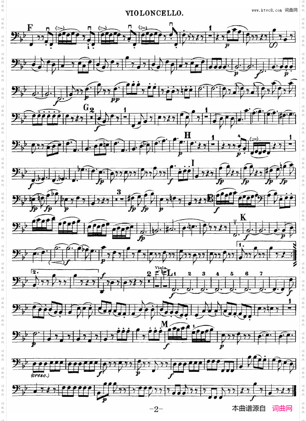 Mozart《Quartet No·17 in Bb Major,K·458》_Cello分谱