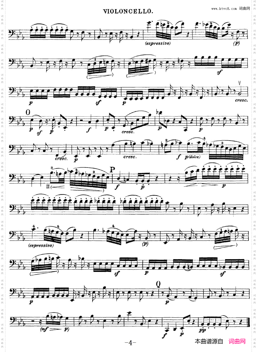 Mozart《Quartet No·17 in Bb Major,K·458》_Cello分谱