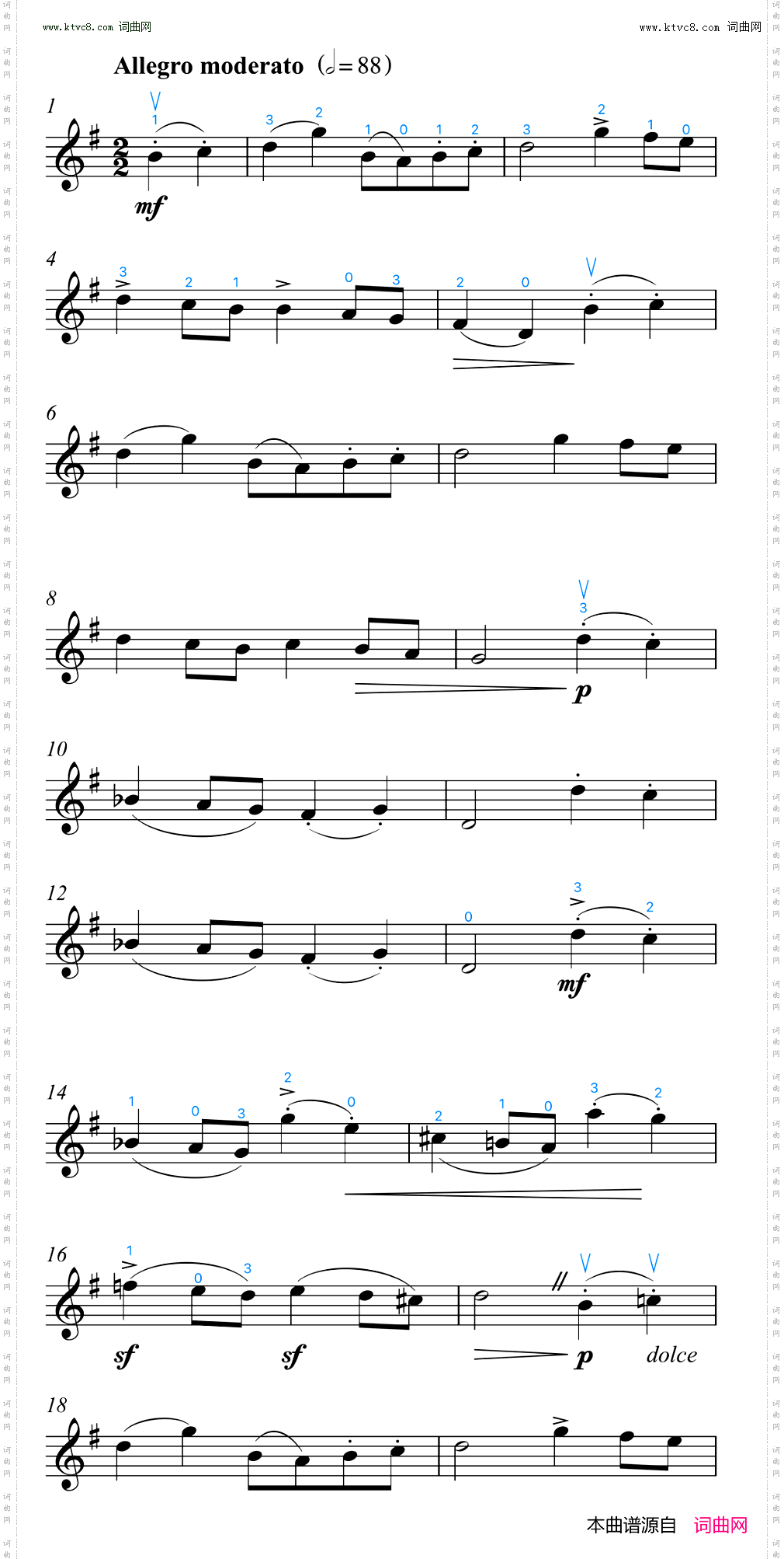 G大调加沃特舞曲_小提琴