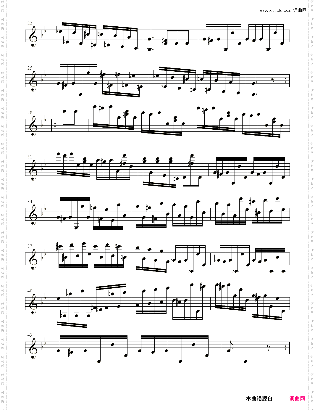 小提琴谱:帕格尼尼随想曲13号小提琴独奏